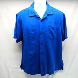Tommy Bahama Silk & Cotton Casual Button Down Shirt Men's Large Blue............